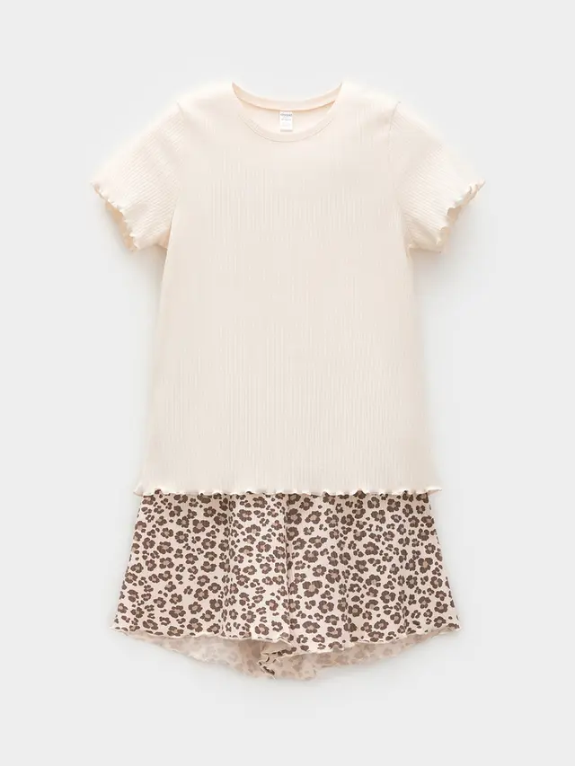 Комплект женский с футболкой и шортами из натурального хлопка