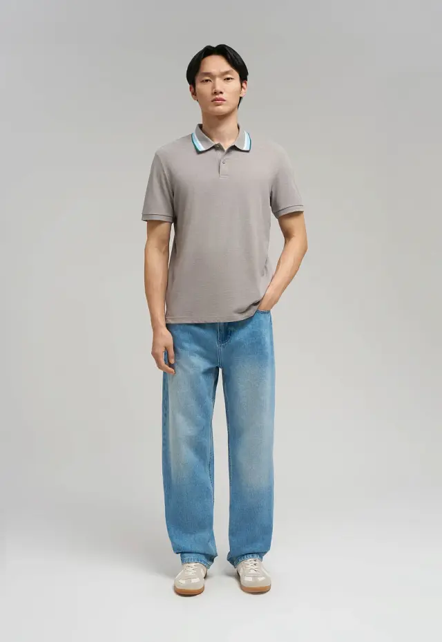 Поло Slim fit из хлопка пике меланж