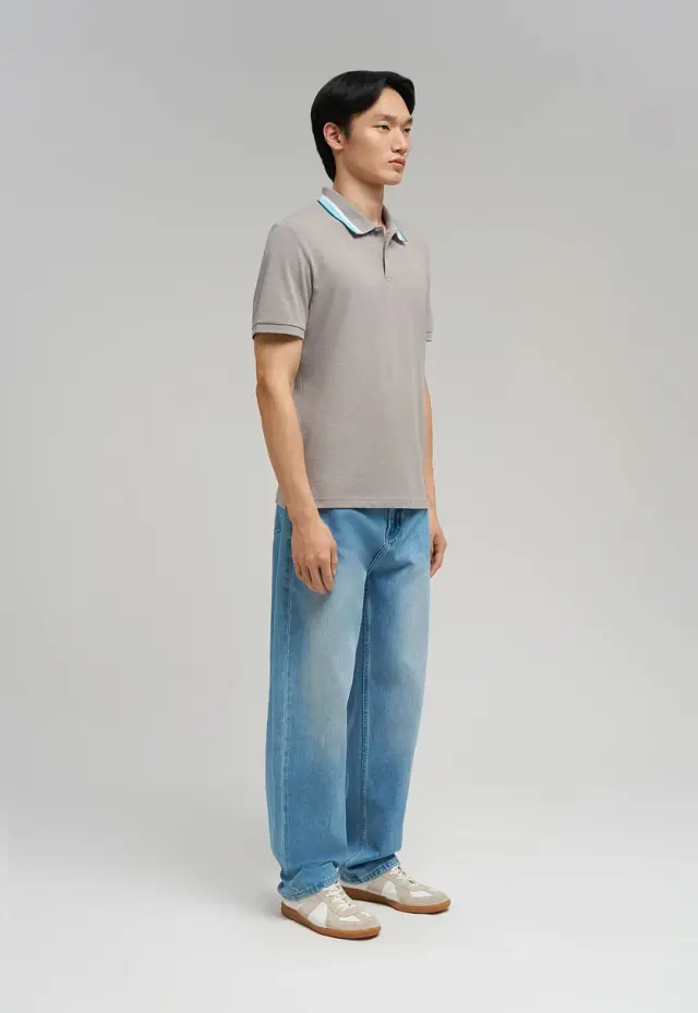 Поло Slim fit из хлопка пике меланж