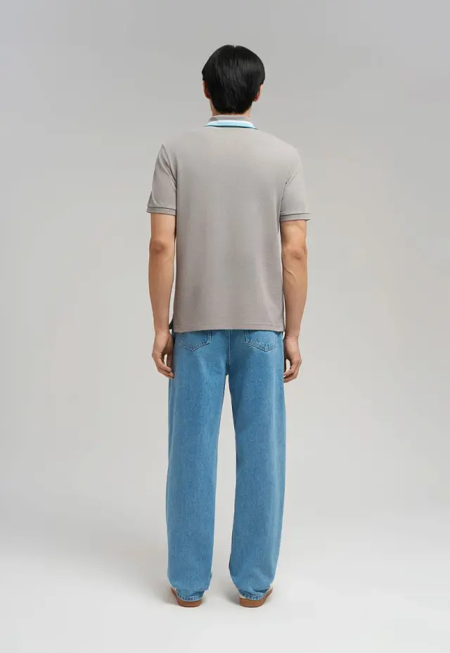 Поло Slim fit из хлопка пике меланж