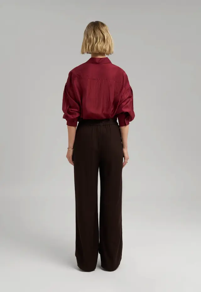 Прямые брюки из вискозы и льна