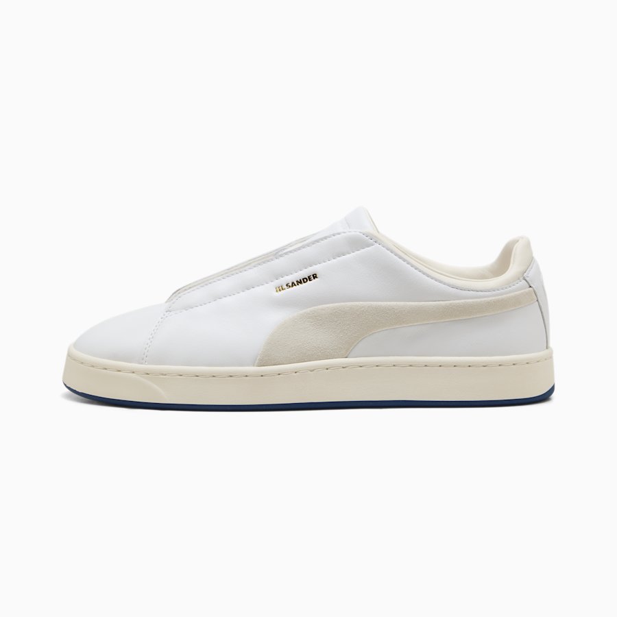Белые кожаные кеды PUMA x Jil Sander Suede со скрытой шнуровкой