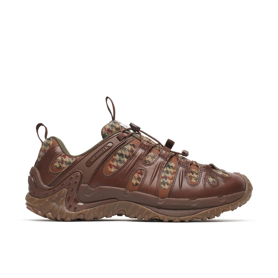 Merrell Cham Redux X Harris Tweed: кожаные накладки поверх клетчатого твида, шнурок со стопором