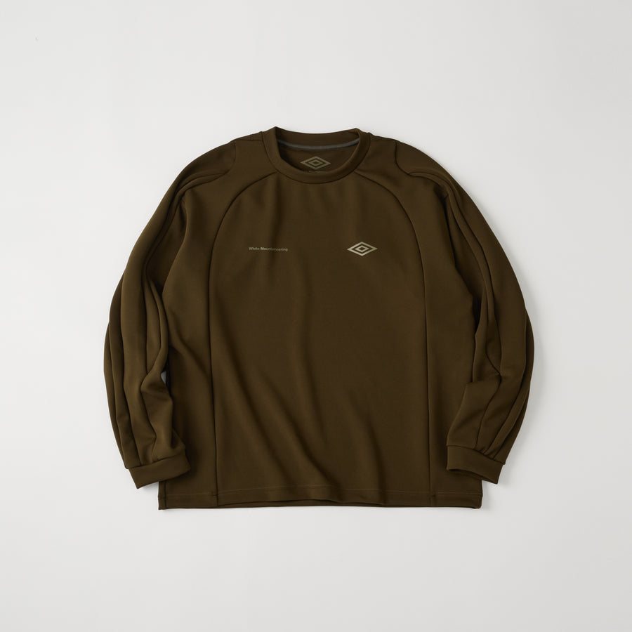 Пуловер цвета хаки White Mountaineering × Umbro с логотипами брендов на груди